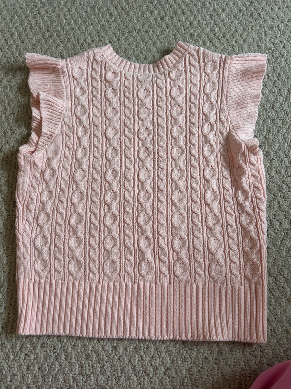 Sleeveless Cable Knit Crewneck Sweater - Light Pink - Picture 3 of 4